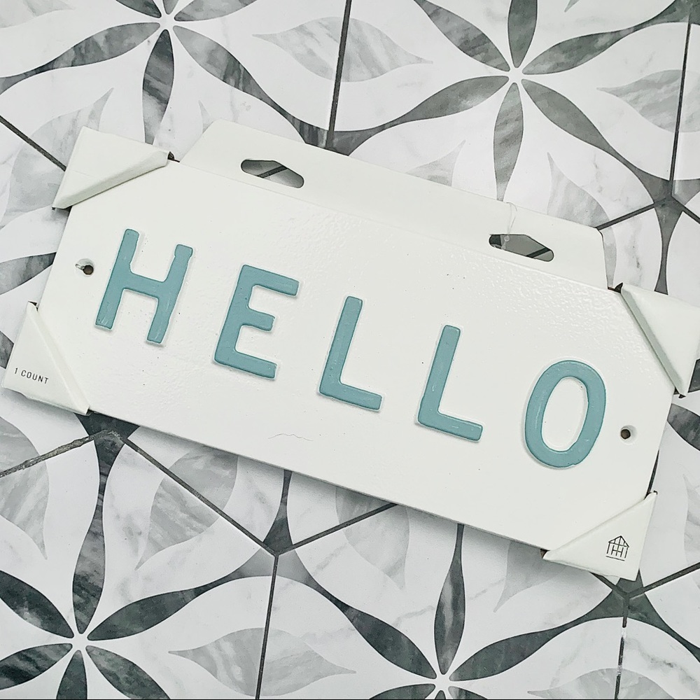 MAGNOLIA | HELLO Wall Sign White & Light Blue